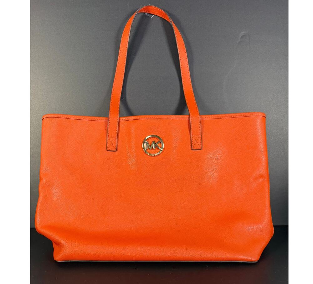Michael Kors Orange Saffiano Tote Handbag Shoulder Bag